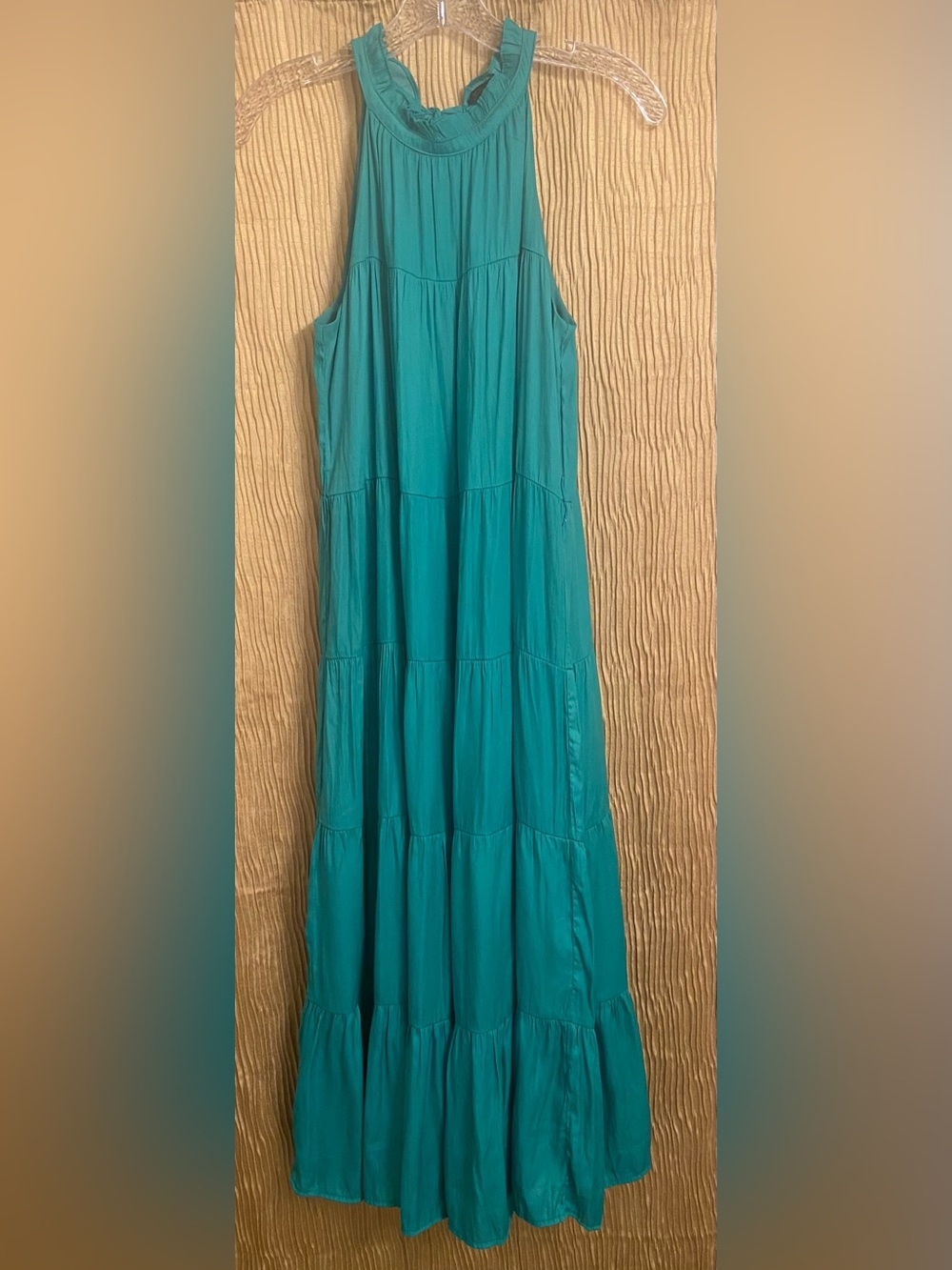 “Skies Are Blue” Teal Tiered Halter Maxi Dress